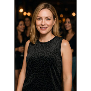 Womens APT.9 Black Leopard Print Sleeveless Top L Velvet Burnout Grunge Glam Y2K